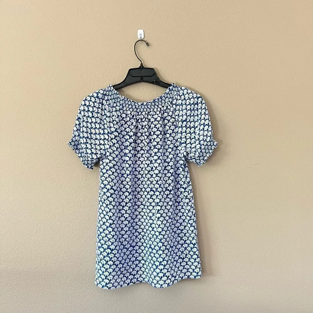 Joie Masha 100% Silk Elephant Print Tassel Blouse